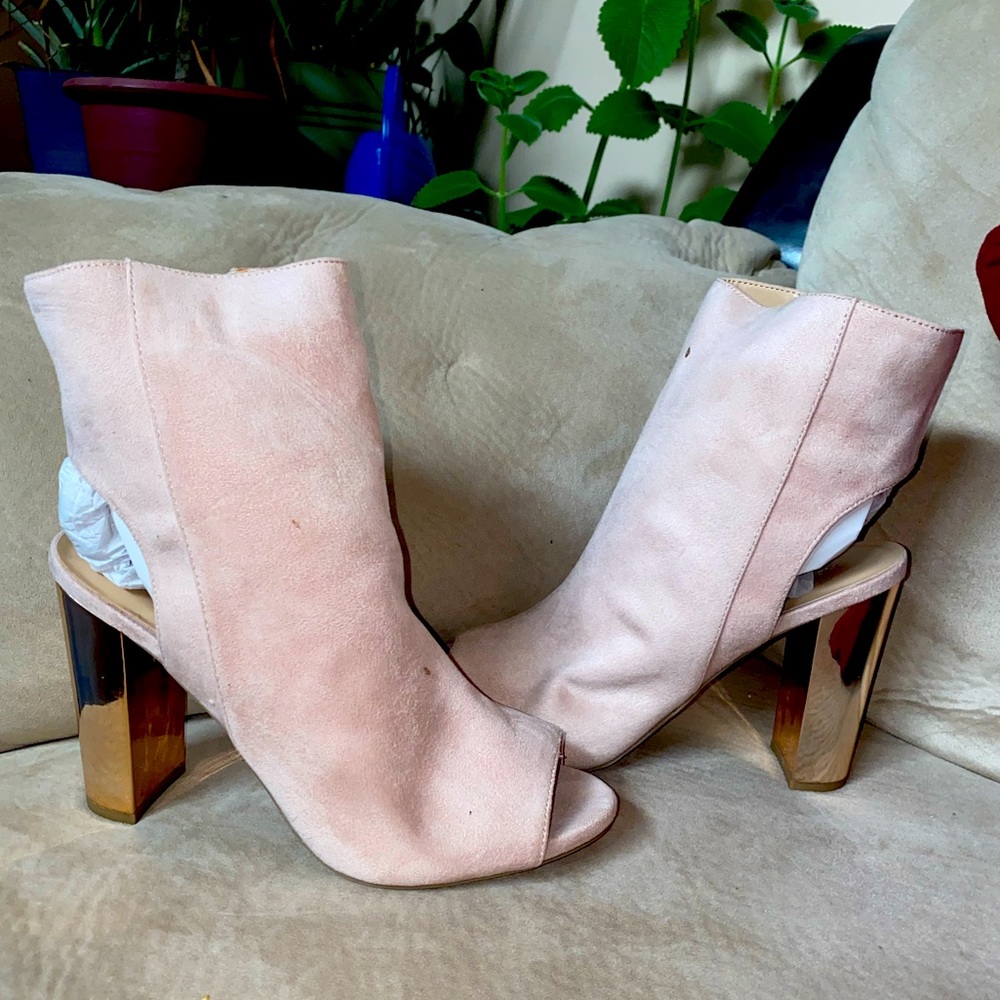Blush pink Wide fit peep toe booties